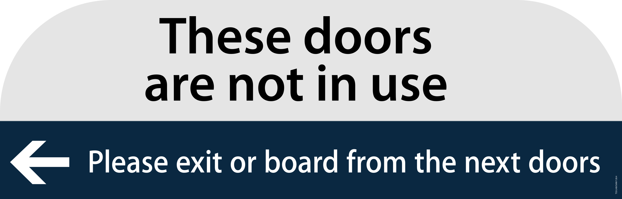 MTR Signage: Please exit or board from the next doors (English, Left Arrow)